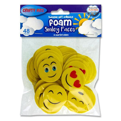 Crafty Bitz Pack of 48 Foam Stickers - Smiley Faces