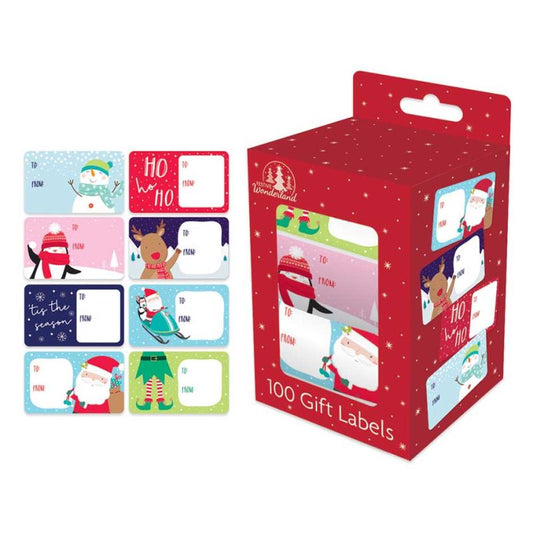 Box of 100 Cute Design Christmas Gift Labels