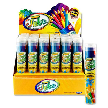 Tube of 12 Colouring Pencils & Sharpener by World of Colour
