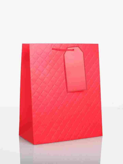 Large Red Quilted Birthday Valentine Christmas All Occasion Gift Bag
