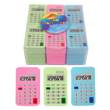Pack of 48 Eraser Calculators 3 Assorted Colours