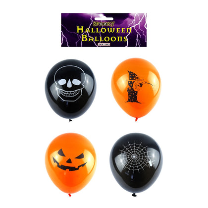 Halloween Balloons 23cm With Print 2 Assorted Colours