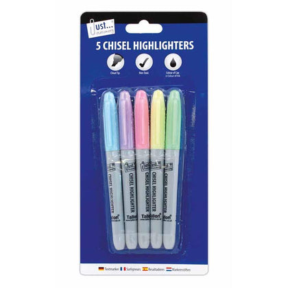 Pack of 5 Pastel Chisel Tip Highlighters