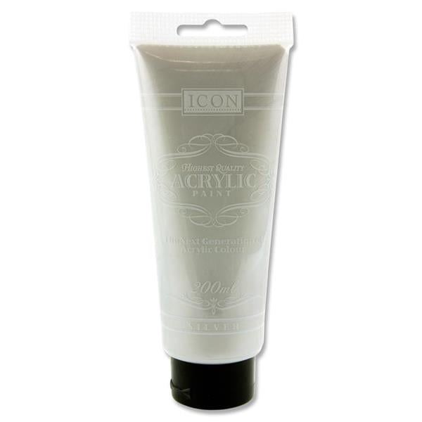 Silver Acrylic Paint 200ml by Icon Art