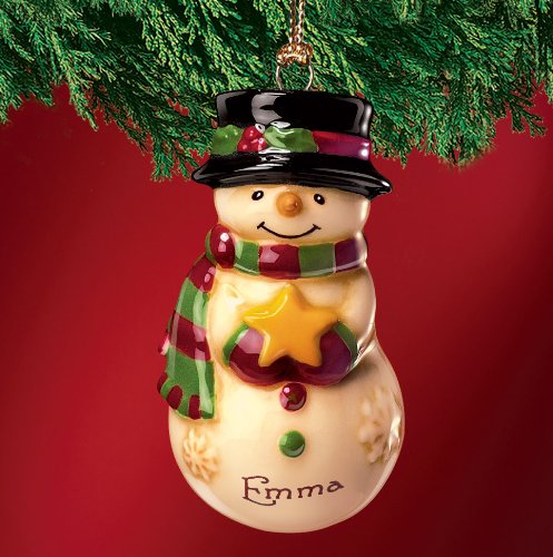 Mini Ceramic Personalized Snowman Ornament-Emma