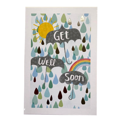 Speedy Recovery Umbrella And Rainbow Design Get Well Soon Card