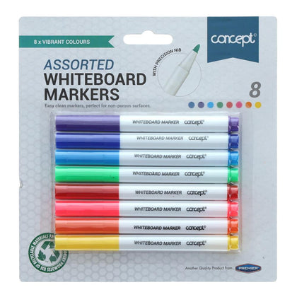 Pack of 8 Assorted Whiteboard Markers by Concept