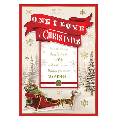 To The One I Love Raindeer Sleigh Design Christmas Card