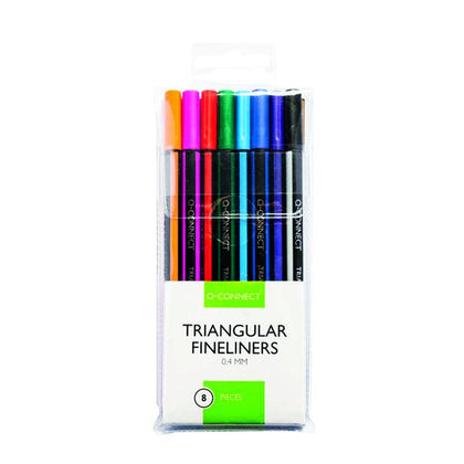 Pack of 8 Assorted Colour Triangular Fineliners