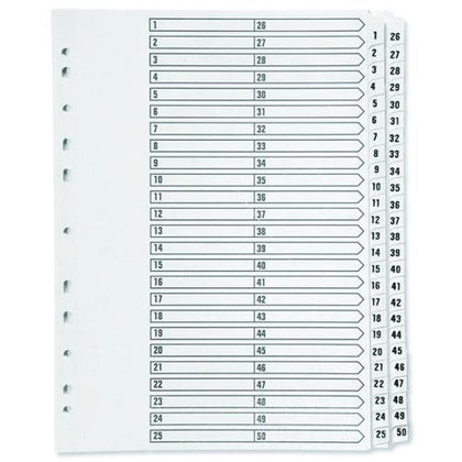 1-50 Index Multi-Punched Reinforced Board Clear Tab A4 White