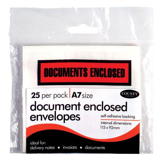 Pack of 25 A7 Document Enclosed Envelopes