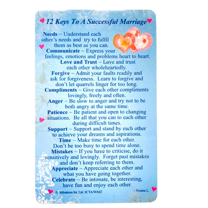 12 Keys To a Successful Marriage  Wallet Card (Sentimental Keepsake Wallet / Purse Card)