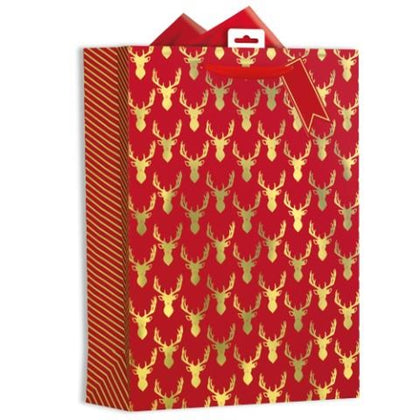 Red Stag Heads Design Extra Large Christmas Gift Bag