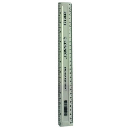 Pack of 10 Q-Connect Shatter Resistant Ruler 30cm White