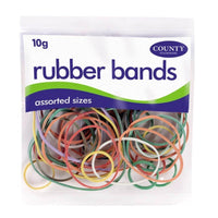 Coloured Rubber Bands 10g Assorted Sizes