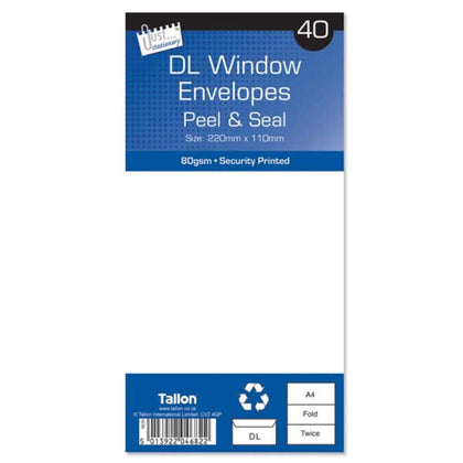 40 DL Window Peel & Seal Envelopes