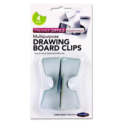 Pack of 4 Drawing Board Clips by Premier Office