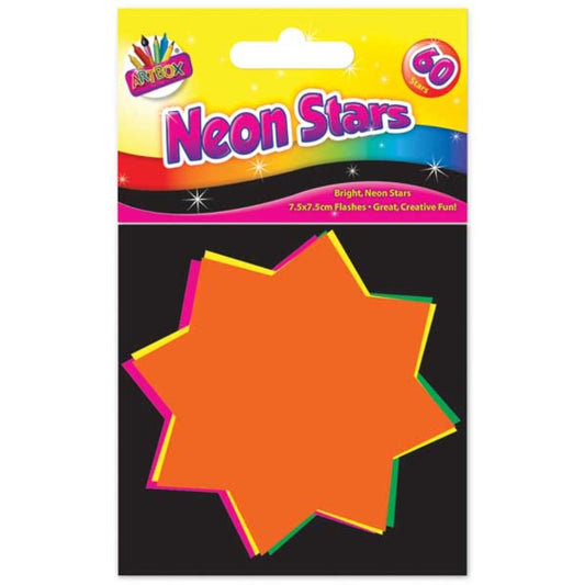 60 Fluorescent Stars 7.5 x 7.5cm