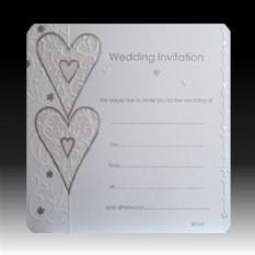 Pack of 10 White Floral Hearts Wedding Invitations
