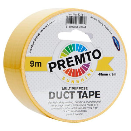 48mm x 9m Multipurpose Sunshine Yellow Duct Tape by Premto