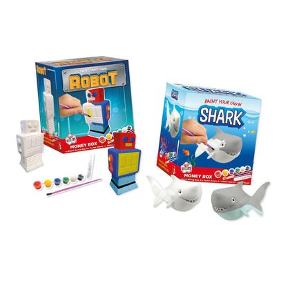 Paint Your Own Shark or Robot Money Box