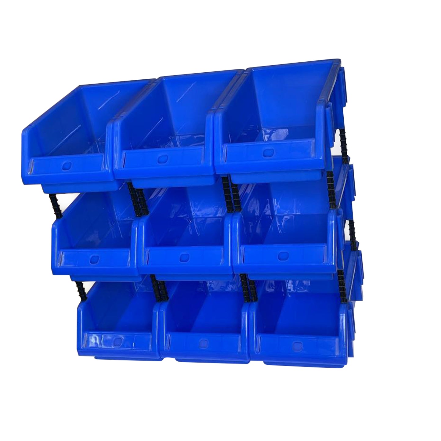 Set of 30 Stackable Blue Storage Pick Bins with Riser Stands 170x118x75mm