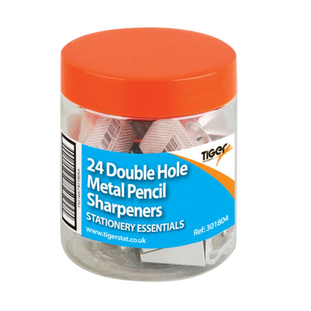 Tub of 24 Metal Two Hole Pencil Sharpeners