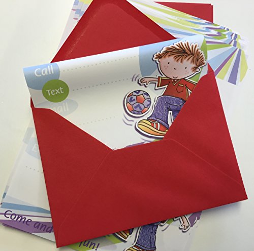 Pack of 20 Children's Cute It's My Party! Notes & Envelopes Football Design