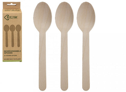 Pack of 24 Eco Connections Birchwood Spoons
