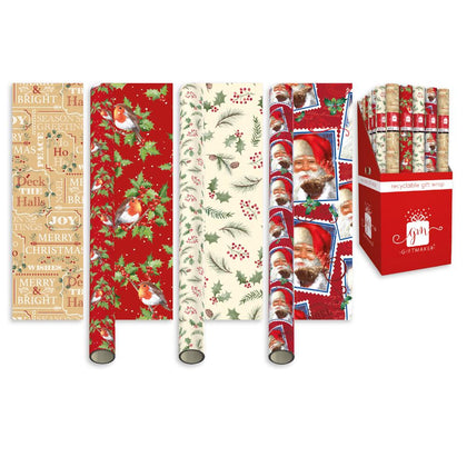 Single 7m Traditional Christmas Design Gift Wrap