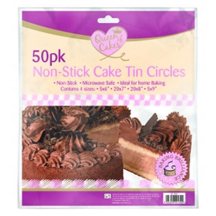 Pack of 50 Non-Stick Cake Tin Circles