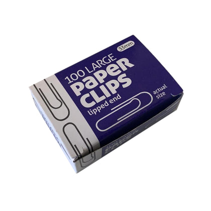 Pack of 100 Large 33m Paper Clips Lipped End
