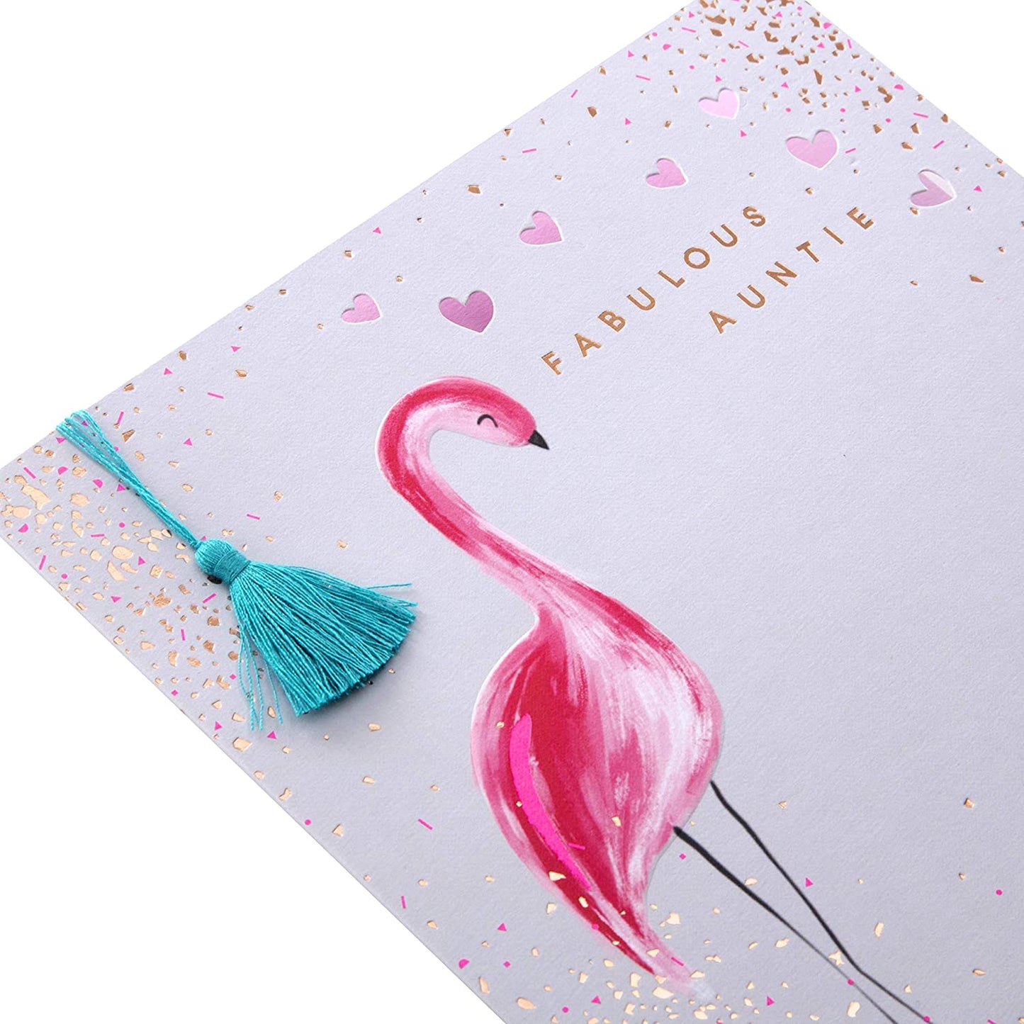 Birthday Card for Auntie Embossed and Die-cut Flamingo Design