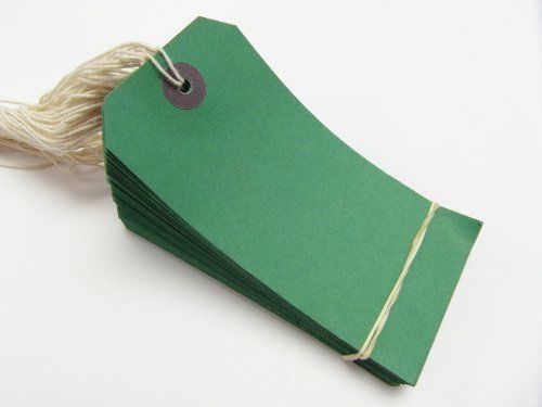 250 Large Reinforced Green Strung Tags Luggage Labels 120 x 60mm