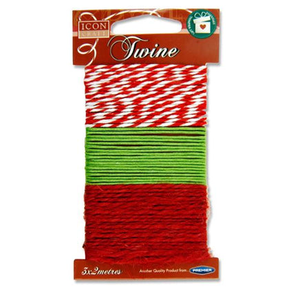 Pack of 3 2m Christmas Twine by Icon Craft