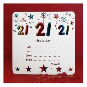 Pack of 10 - 21st Birthday Party Invitations