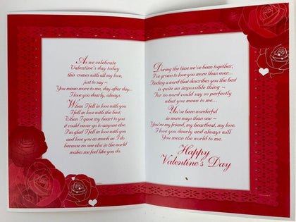 With Lots of Love on Valentine's Day Sentimental Verse Roses & Heart Card