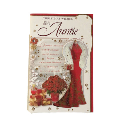 For Auntie Pretty Dress Design Christmas Card