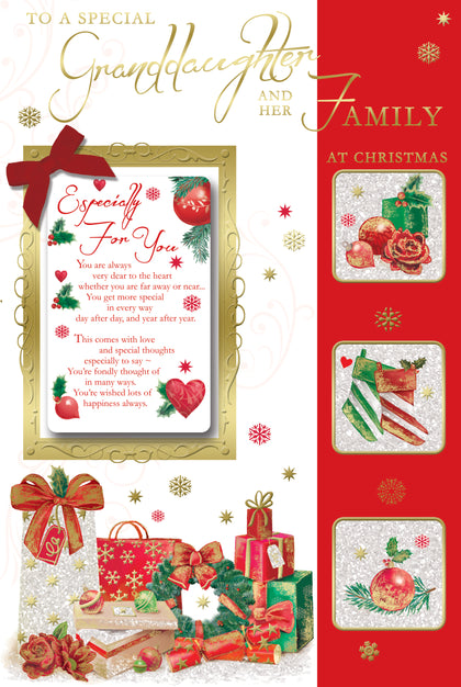 To a Special Granddaughter and Her Family With Special Thoughts Christmas Card