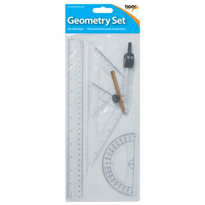 5 Piece Large Geomerty  Set + Compass