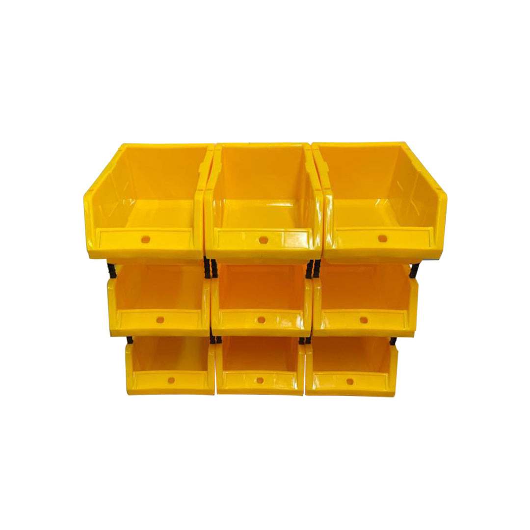 Set of 30 Stackable Yellow Storage Pick Bin with Riser Stands 325x210x130mm
