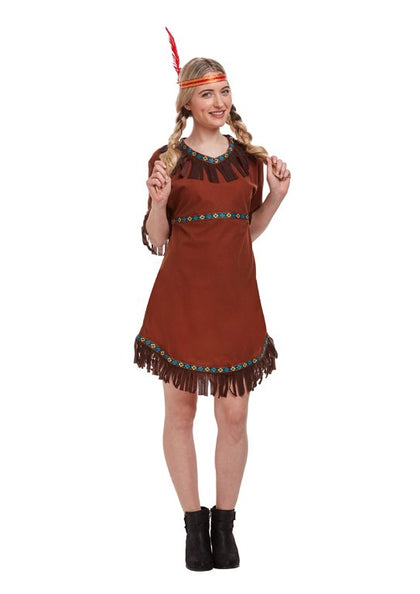 Adult Red Indian Woman Fancy Dress Costume