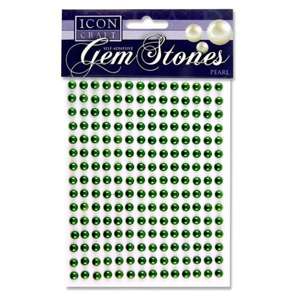 Pack of 210 Pearl Green Self Adhesive 6mm Gem Stones by Icon Craft