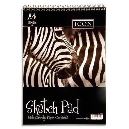 Icon A4 110gsm Spiral Top Bound Sketch Pad 30 Sheets