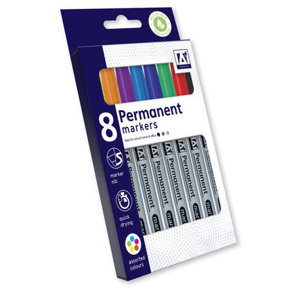 Pack of 8 Assorted Permanent Markers