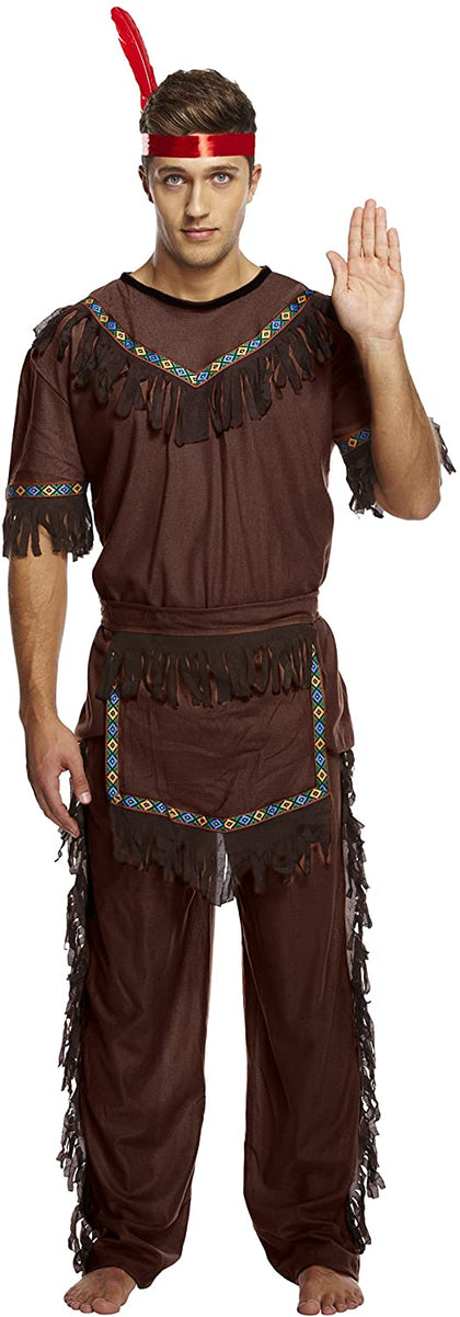 Adult Red Indian Fancy Dress Costume