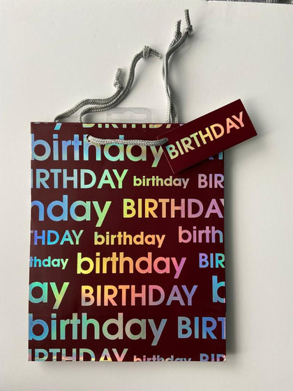 Midnight Medium Gift Bag Silver Foil Happy Birthday Design