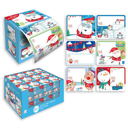 Pack of 60 Jumbo Self Adhesive Novelty Christmas Gift Labels