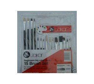 Brushes Set of 15 Assorted for Watercolours and Acrylics and Oils Value Pack