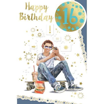 Happy Birthday Open Male 16th Birthday Celebrity Style Greeting Card